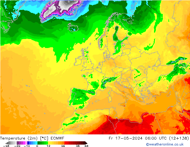température (2m) ECMWF ven 17.05.2024 06 UTC
