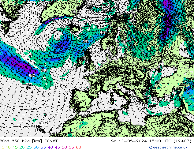 Wind 850 hPa ECMWF Sa 11.05.2024 15 UTC