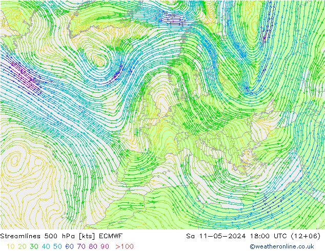 Rüzgar 500 hPa ECMWF Cts 11.05.2024 18 UTC