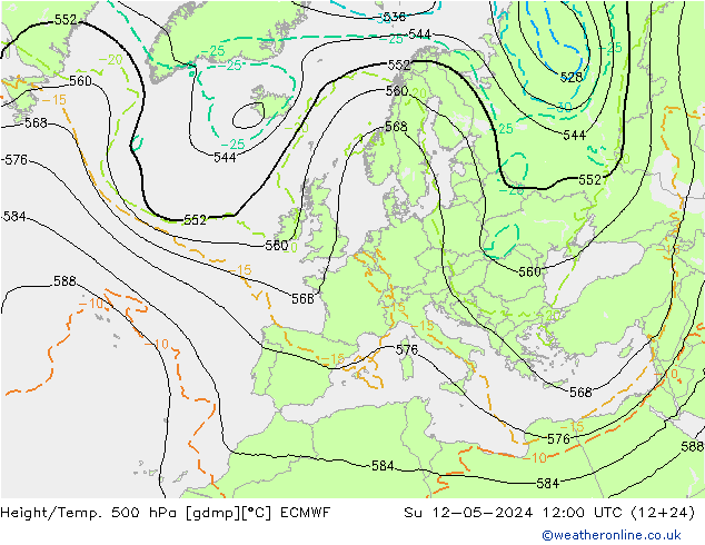 Z500/Rain (+SLP)/Z850 ECMWF So 12.05.2024 12 UTC
