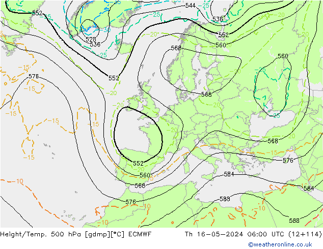 Z500/Rain (+SLP)/Z850 ECMWF чт 16.05.2024 06 UTC