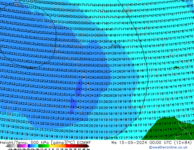 Z500/Rain (+SLP)/Z850 ECMWF We 15.05.2024 00 UTC