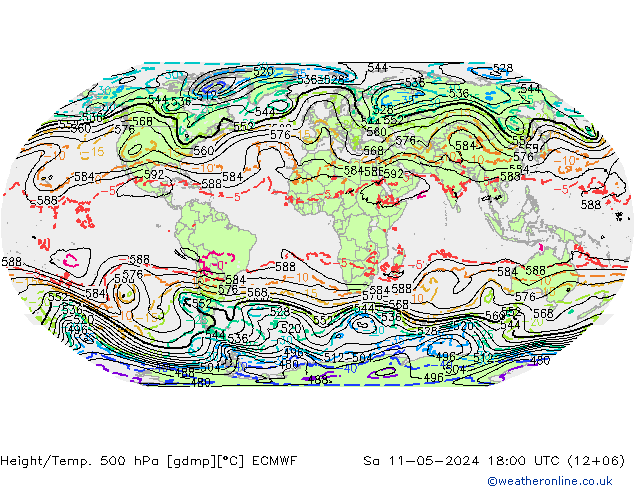 Z500/Rain (+SLP)/Z850 ECMWF  11.05.2024 18 UTC