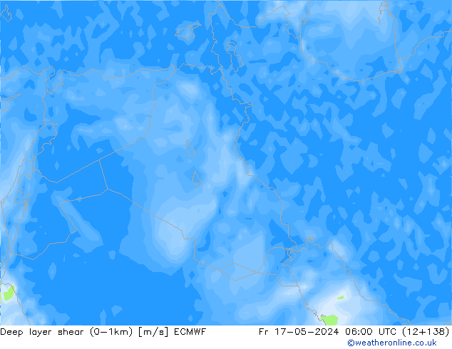 Deep layer shear (0-1km) ECMWF  17.05.2024 06 UTC