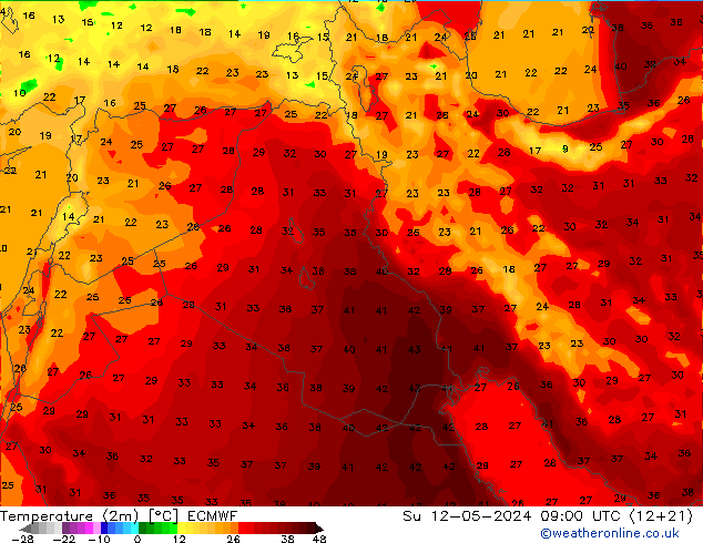 Temperature (2m) ECMWF Su 12.05.2024 09 UTC