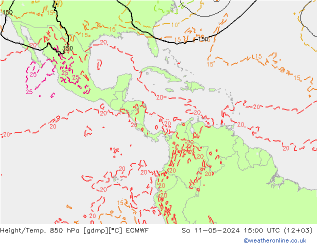 Height/Temp. 850 hPa ECMWF so. 11.05.2024 15 UTC
