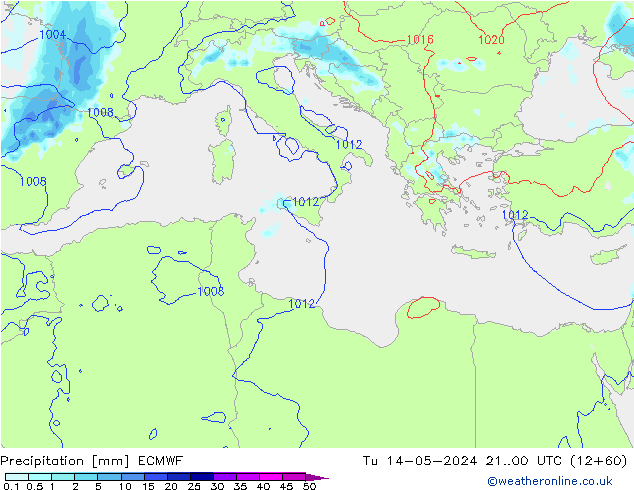 Precipitation ECMWF Tu 14.05.2024 00 UTC