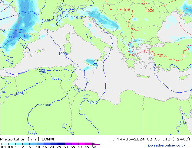 Precipitation ECMWF Tu 14.05.2024 03 UTC