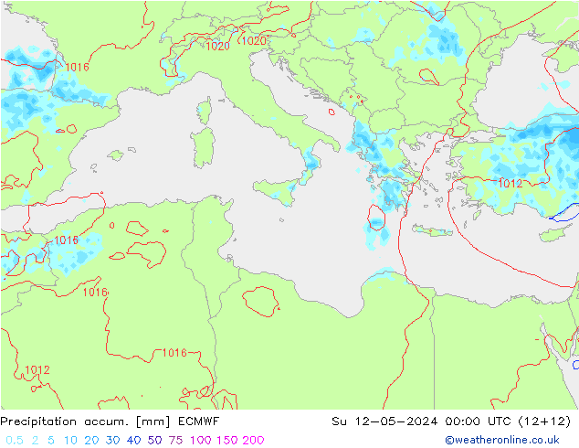 Precipitation accum. ECMWF Dom 12.05.2024 00 UTC