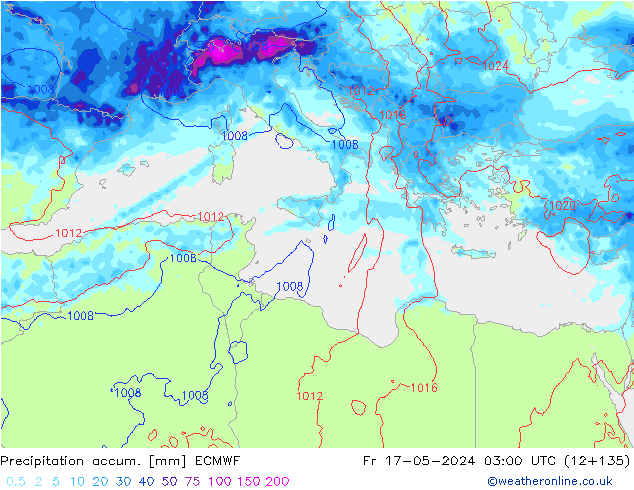 Precipitation accum. ECMWF Fr 17.05.2024 03 UTC