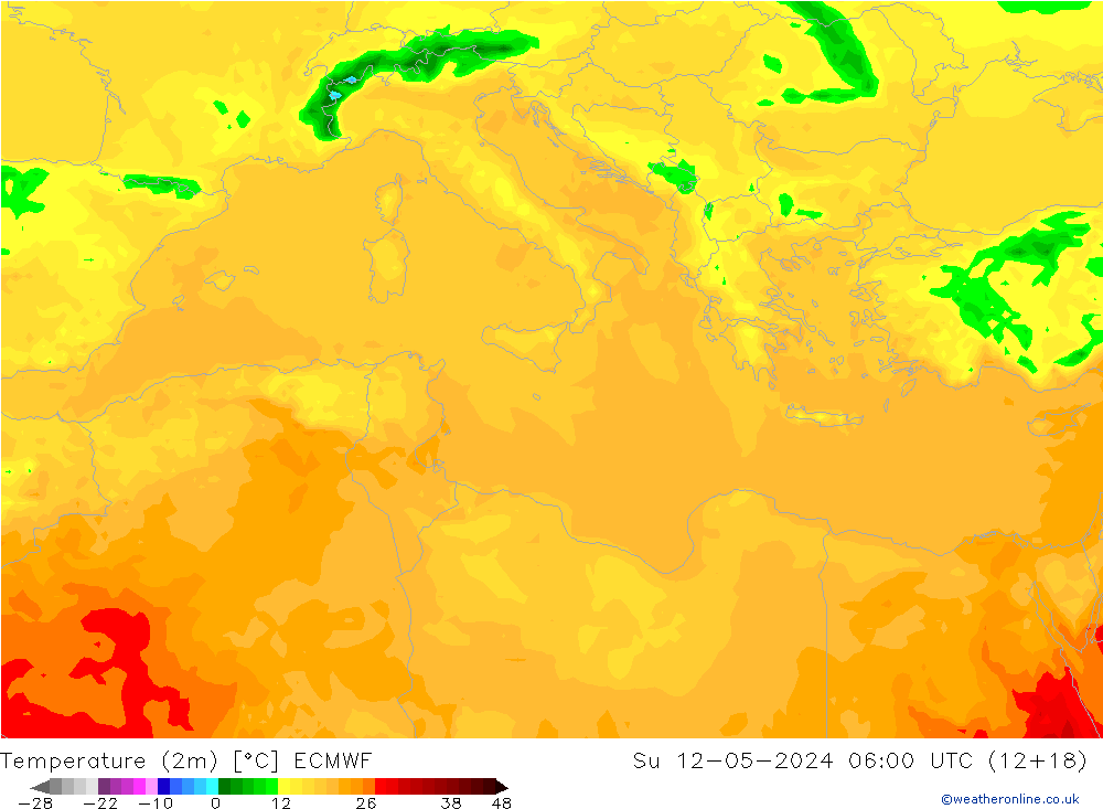 карта температуры ECMWF Вс 12.05.2024 06 UTC