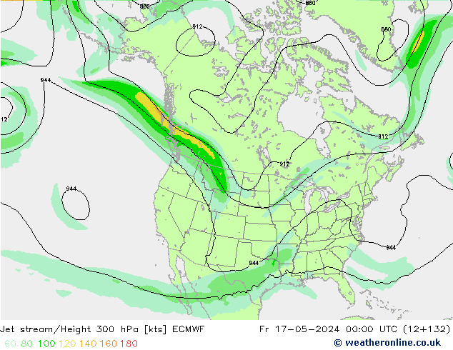 Jet stream/Height 300 hPa ECMWF Fr 17.05.2024 00 UTC