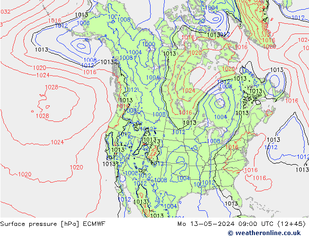 приземное давление ECMWF пн 13.05.2024 09 UTC