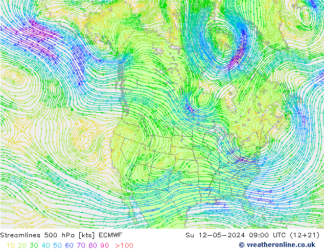 风 500 hPa ECMWF 星期日 12.05.2024 09 UTC