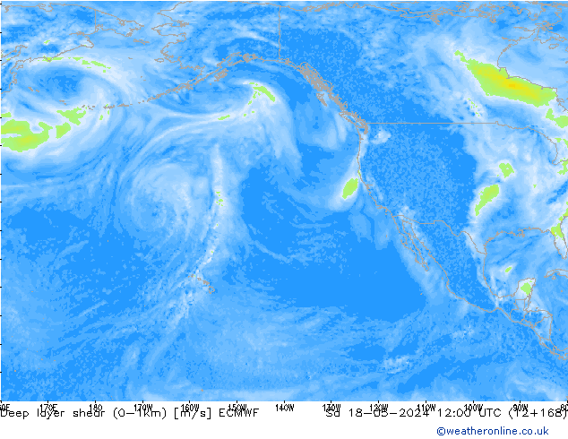 Deep layer shear (0-1km) ECMWF Sáb 18.05.2024 12 UTC