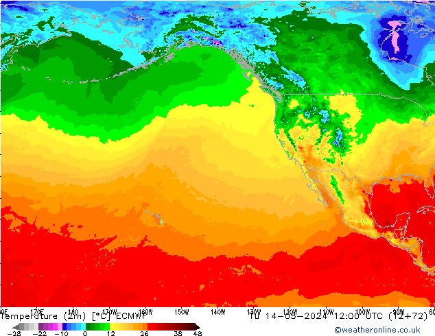 Temperature (2m) ECMWF Út 14.05.2024 12 UTC