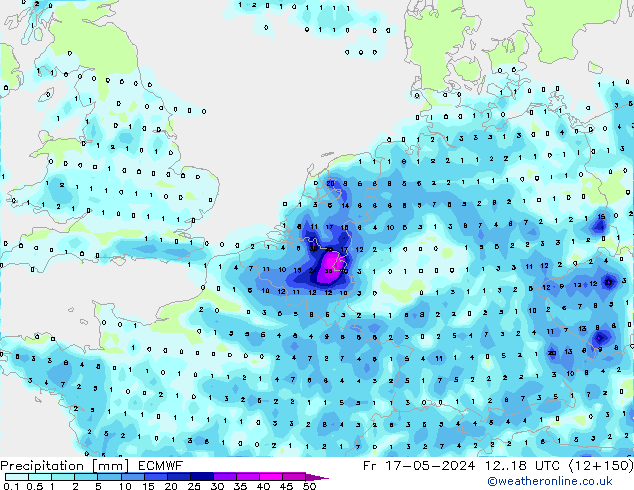 Precipitación ECMWF vie 17.05.2024 18 UTC