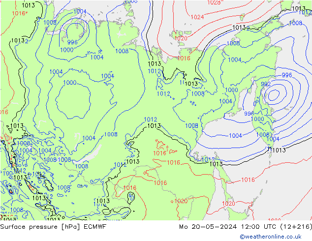 ciśnienie ECMWF pon. 20.05.2024 12 UTC