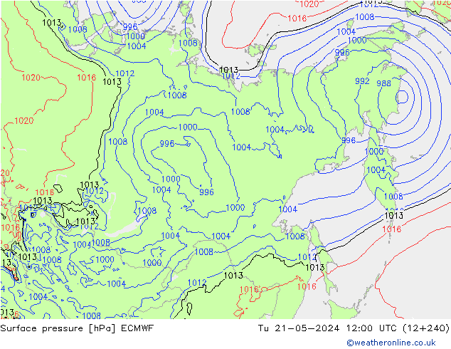 Atmosférický tlak ECMWF Út 21.05.2024 12 UTC