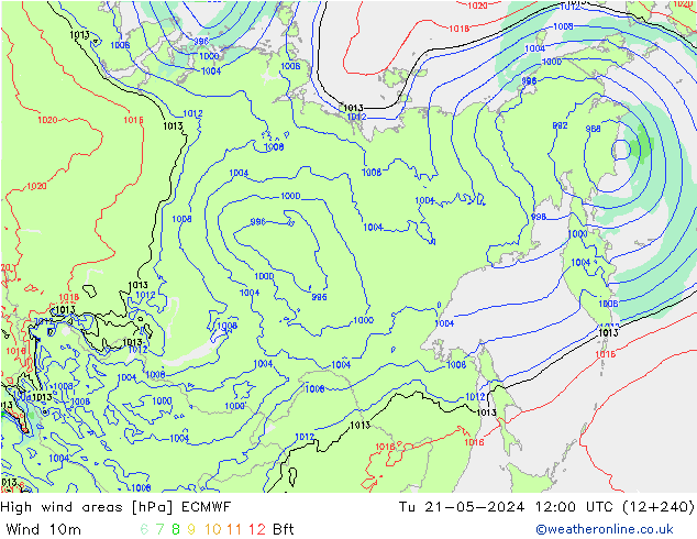 High wind areas ECMWF  21.05.2024 12 UTC