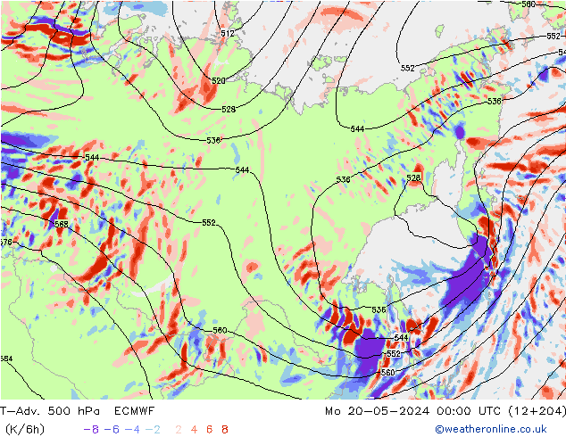 T-Adv. 500 hPa ECMWF Mo 20.05.2024 00 UTC