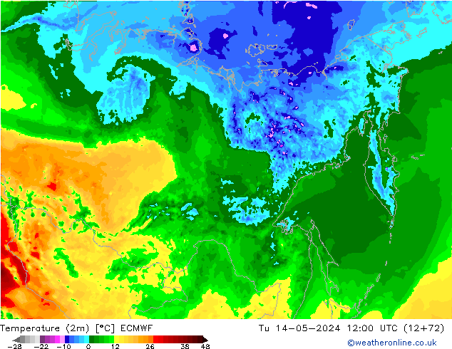 Temperatura (2m) ECMWF mar 14.05.2024 12 UTC