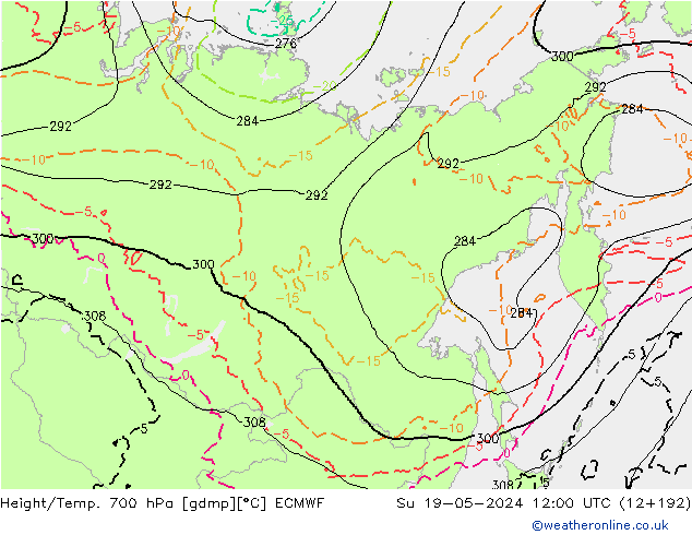 Height/Temp. 700 hPa ECMWF Ne 19.05.2024 12 UTC