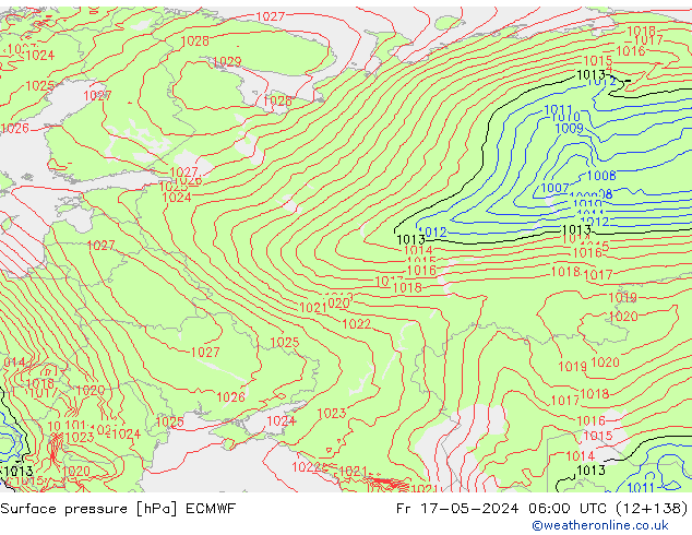 Pressione al suolo ECMWF ven 17.05.2024 06 UTC
