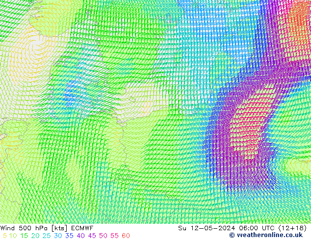 Vent 500 hPa ECMWF dim 12.05.2024 06 UTC