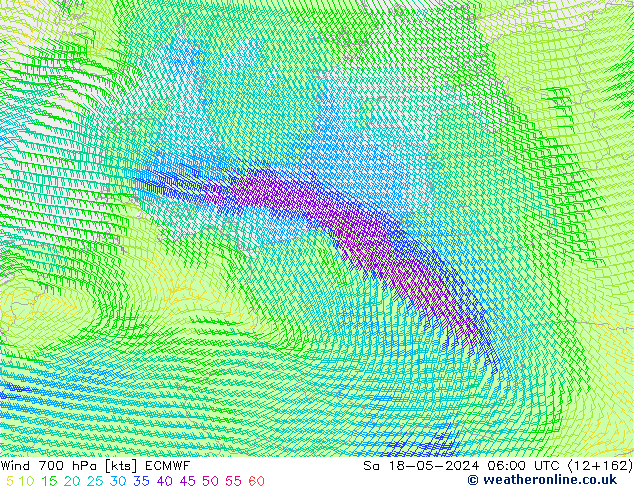 Wind 700 hPa ECMWF So 18.05.2024 06 UTC