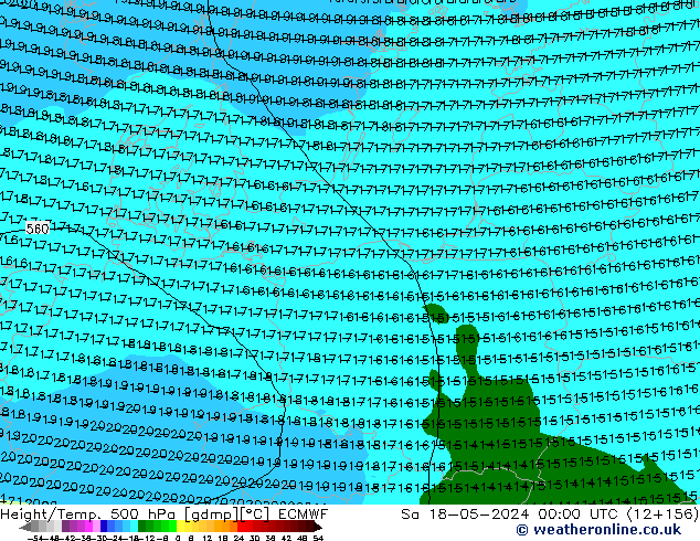 Z500/Regen(+SLP)/Z850 ECMWF za 18.05.2024 00 UTC