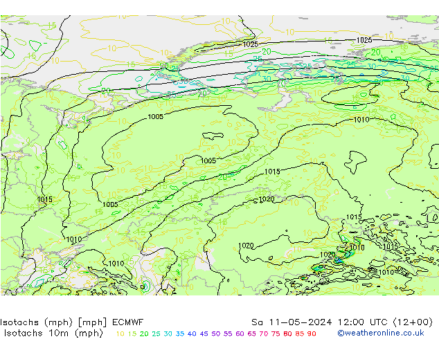 Eşrüzgar Hızları mph ECMWF Cts 11.05.2024 12 UTC