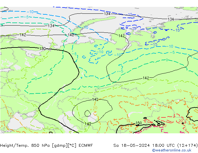 Z500/Rain (+SLP)/Z850 ECMWF Sáb 18.05.2024 18 UTC