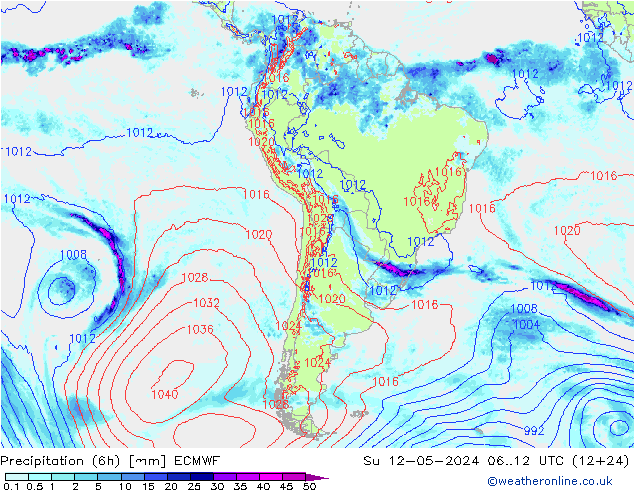 Z500/Rain (+SLP)/Z850 ECMWF Dom 12.05.2024 12 UTC