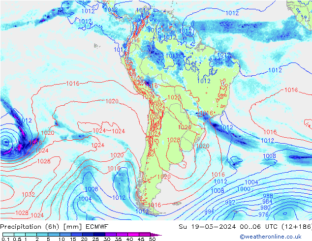 Yağış (6h) ECMWF Paz 19.05.2024 06 UTC