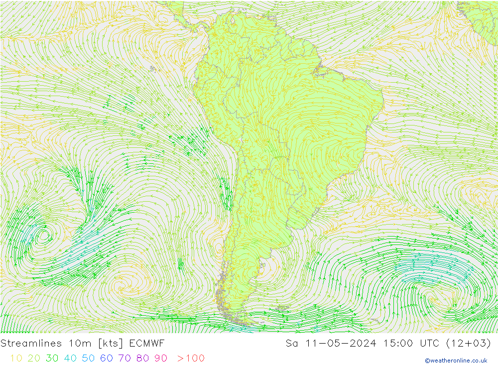 ветер 10m ECMWF сб 11.05.2024 15 UTC