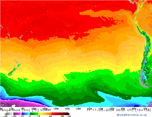 Temperatura (2m) ECMWF vie 17.05.2024 06 UTC