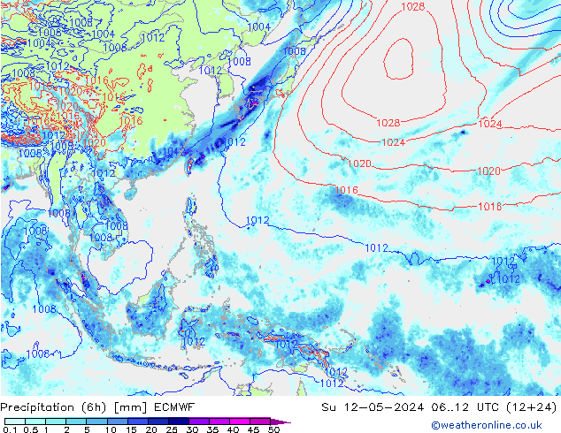 Precipitação (6h) ECMWF Dom 12.05.2024 12 UTC
