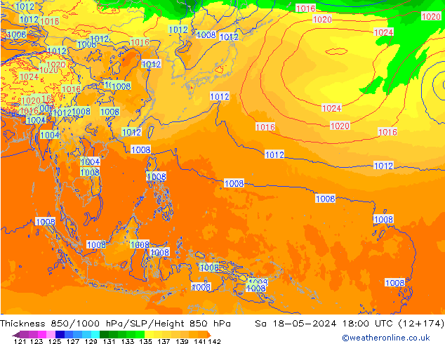 Thck 850-1000 hPa ECMWF Sa 18.05.2024 18 UTC