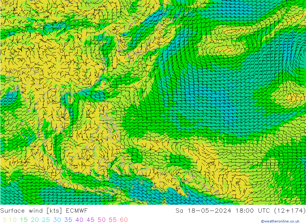 Surface wind ECMWF So 18.05.2024 18 UTC