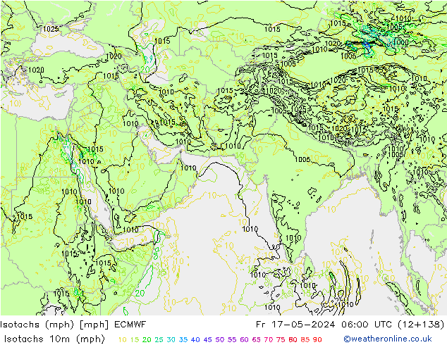 Isotachen (mph) ECMWF Fr 17.05.2024 06 UTC