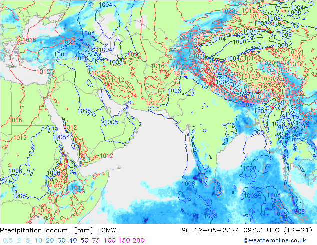 Precipitation accum. ECMWF Dom 12.05.2024 09 UTC