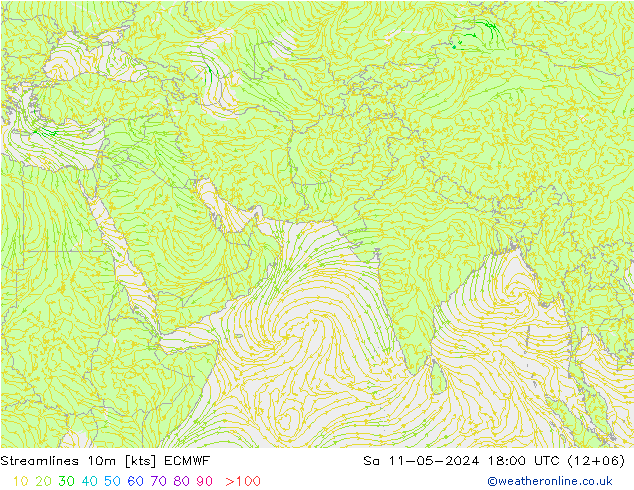 风 10m ECMWF 星期六 11.05.2024 18 UTC