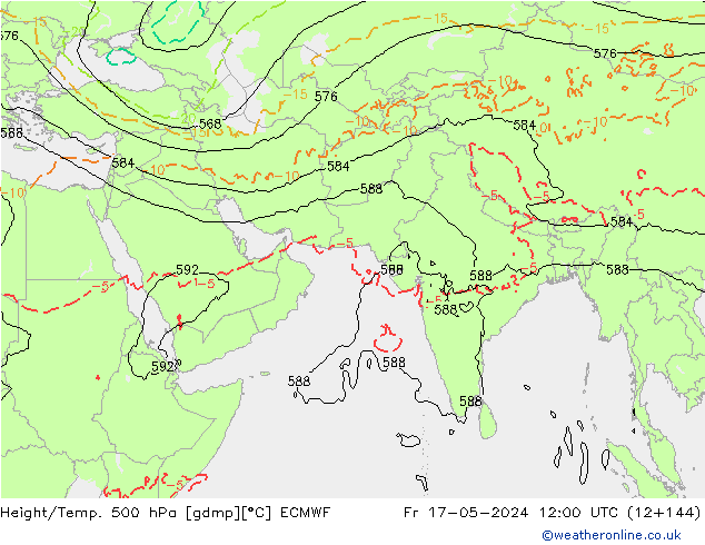 Yükseklik/Sıc. 500 hPa ECMWF Cu 17.05.2024 12 UTC