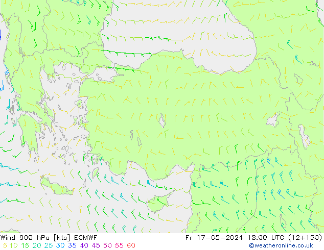 Wind 900 hPa ECMWF Fr 17.05.2024 18 UTC