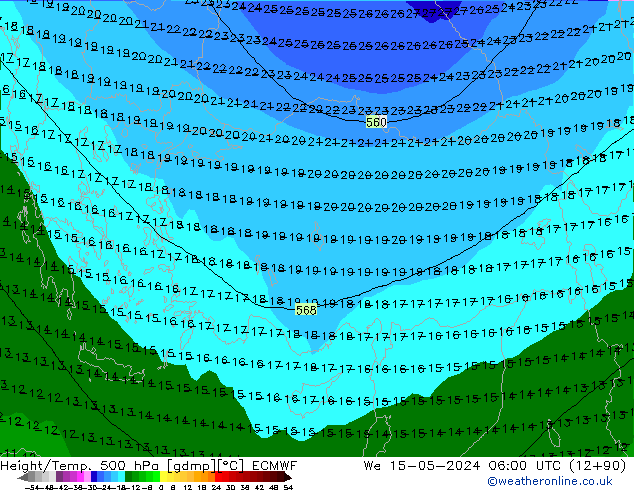 Z500/Rain (+SLP)/Z850 ECMWF śro. 15.05.2024 06 UTC