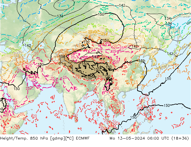 Z500/Rain (+SLP)/Z850 ECMWF Seg 13.05.2024 06 UTC