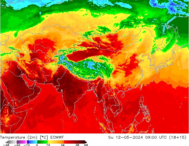 Temperature (2m) ECMWF Ne 12.05.2024 09 UTC