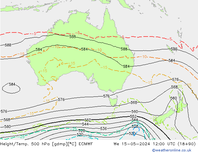 Z500/Rain (+SLP)/Z850 ECMWF St 15.05.2024 12 UTC