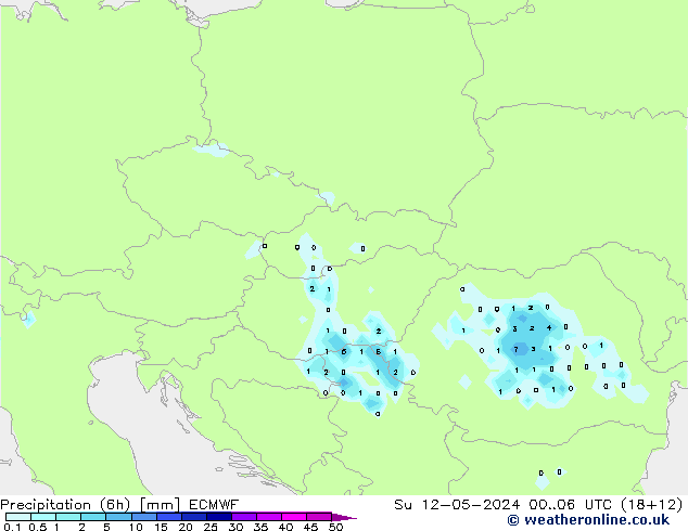 Précipitation (6h) ECMWF dim 12.05.2024 06 UTC